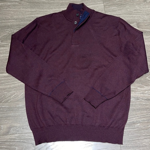 Charles Tyrwhitt Merino Wool pullover sweater burgundy size L